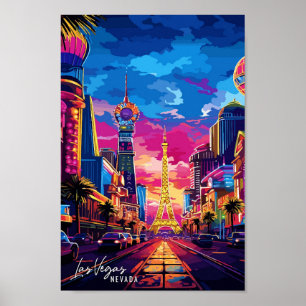Poster Illustration de voyage vintage Las Vegas Nevada