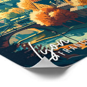 Poster Illustration de voyage vintage Lyon France Art (Coin)