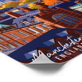 Poster Illustration de voyage vintage Manchester England (Coin)