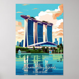 Poster Illustration de voyage vintage Marina Bay Sands Ar