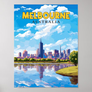 Poster Illustration de voyage vintage Melbourne Australia