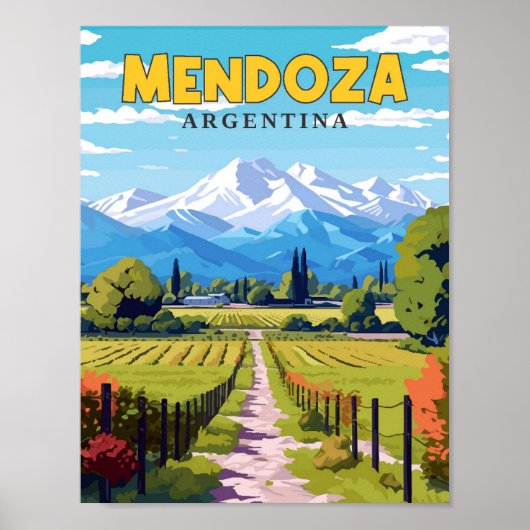 Poster Illustration de voyage vintage Mendoza Argentina (Devant)