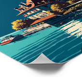 Poster Illustration de voyage vintage Montreux Suisse (Coin)