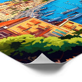 Poster Illustration de voyage vintage Naples Italie (Coin)