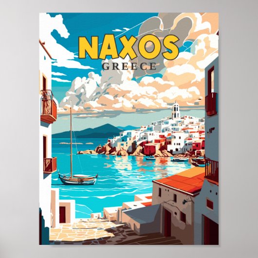 Poster Illustration de voyage vintage Naxos Greece (Devant)