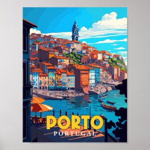Poster Illustration de voyage vintage Porto Portugal