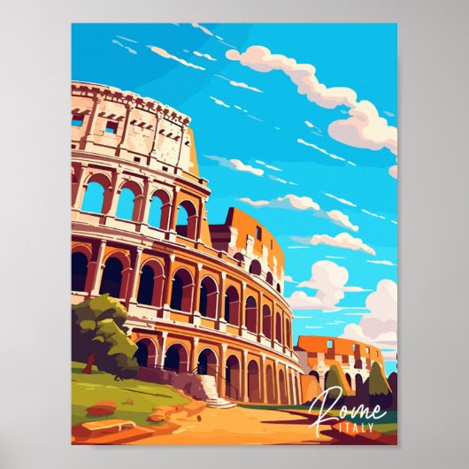 Poster Illustration de voyage vintage Rome Italie (Devant)