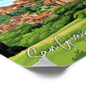 Poster Illustration de voyage vintage San Gimignano Itali (Coin)