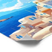 Poster Illustration de voyage vintage Santorini England (Coin)