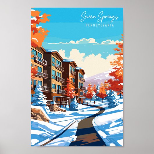 Poster Illustration de voyage vintage Seven Springs (Devant)