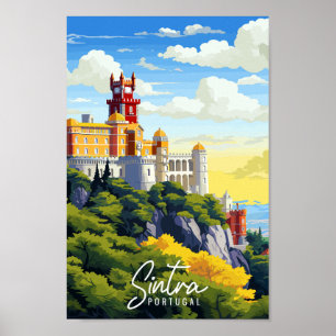 Poster Illustration de voyage vintage Sintra Portugal