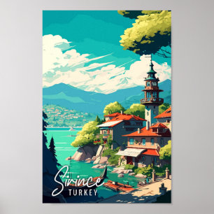 Poster Illustration de voyage vintage Sirince Turkey