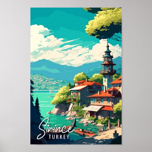 Poster Illustration de voyage vintage Sirince Turkey (Devant)