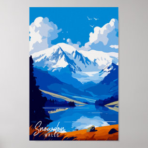 Poster Illustration de voyage vintage Snowdon Wales