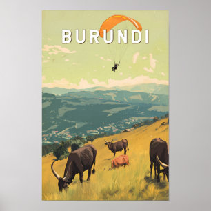 Poster Illustration de voyage vintage sur le Burundi