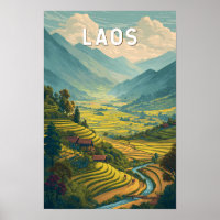 Illustration de voyage vintage sur le Laos