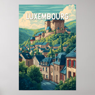 Poster Illustration de voyage vintage sur le Luxembourg