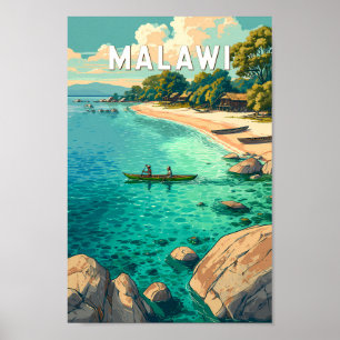 Poster Illustration de voyage vintage sur le Malawi
