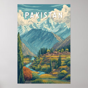 Poster Illustration de voyage vintage sur le Pakistan