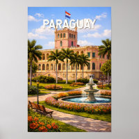 Illustration de voyage vintage sur le Paraguay