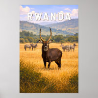 Illustration de voyage vintage sur le Rwanda