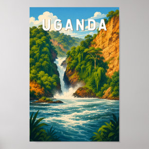 Poster Illustration de voyage vintage sur l'Ouganda