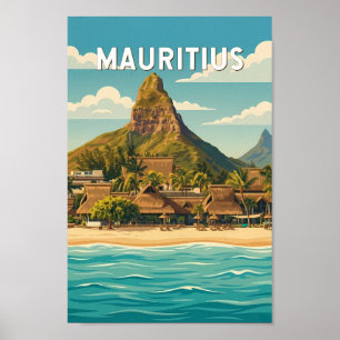 Poster Illustration de voyage vintage sur Maurice