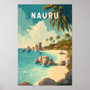 Poster Illustration de voyage vintage sur Nauru