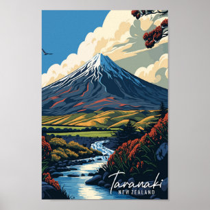 Poster Illustration de voyage vintage Taranaki Nouvelle-Z