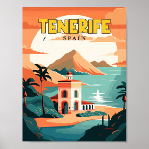 Poster Illustration de voyage vintage Tenerife Espagne