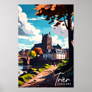 Poster Illustration de voyage vintage Trier Allemagne