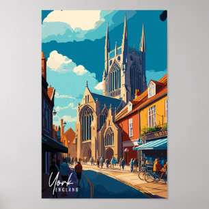 Poster Illustration de voyage vintage York England