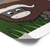 Poster Illustration de yak mignon - Art animal de ferme e (Coin)