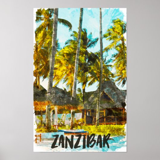 Poster Illustration de Zanzibar Africa Vintage voyage (Devant)