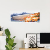 Poster Illustration de Zeppelin éclatant en flammes (Bureau à domicile)