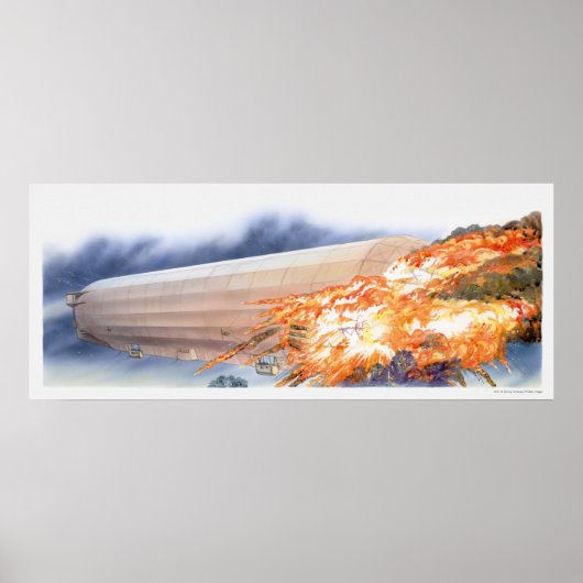 Poster Illustration de Zeppelin éclatant en flammes (Devant)