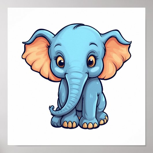 Poster Illustration d'éléphant de dessin animé (Devant)