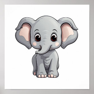 Poster Illustration d'éléphant de dessin animé