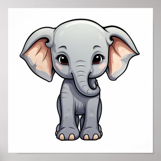 Poster Illustration d'éléphant de dessin animé (Devant)