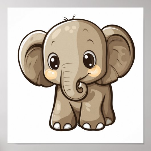 Poster Illustration d'éléphant de dessin animé (Devant)