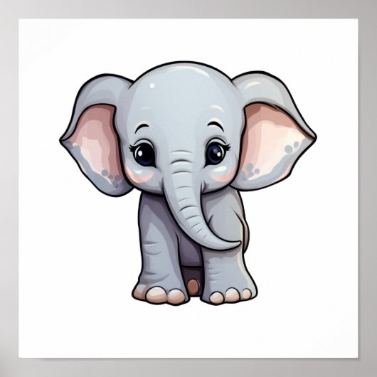 Poster Illustration d'éléphant de dessin animé (Devant)
