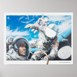 Poster Illustration des astronautes américains dans