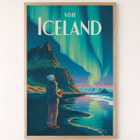 Illustration des aurores boréales d'Islande Art de
