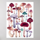 Poster Illustration des champignons sauvages aquarelle (Devant)