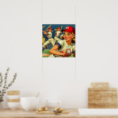 Poster Illustration des filles de baseball vintage (Cuisine)
