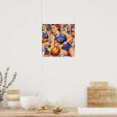 Poster Illustration des filles de basket-ball vintage (Cuisine)