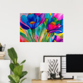 Poster Illustration des fleurs florales (Bureau à domicile)
