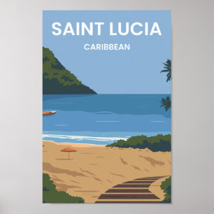 Poster Illustration des lieux de voyage de Sainte-Lucie d