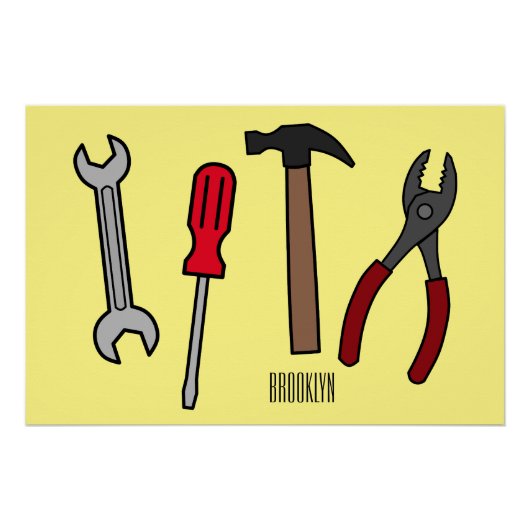 Poster Illustration des outils de menuiserie (Devant)