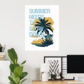 Poster Illustration des vacances d'été. (Bureau à domicile)